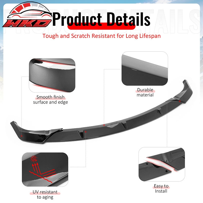 Fits 14-16 Grand Cherokee Base IKON PP Front Bumper Lip Chin Spoiler Gloss Black