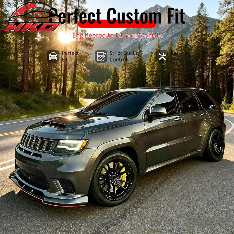 Fits 17-21 Grand Cherokee SRT IKON PP Front Bumper Lip Chin Spoiler Gloss Black