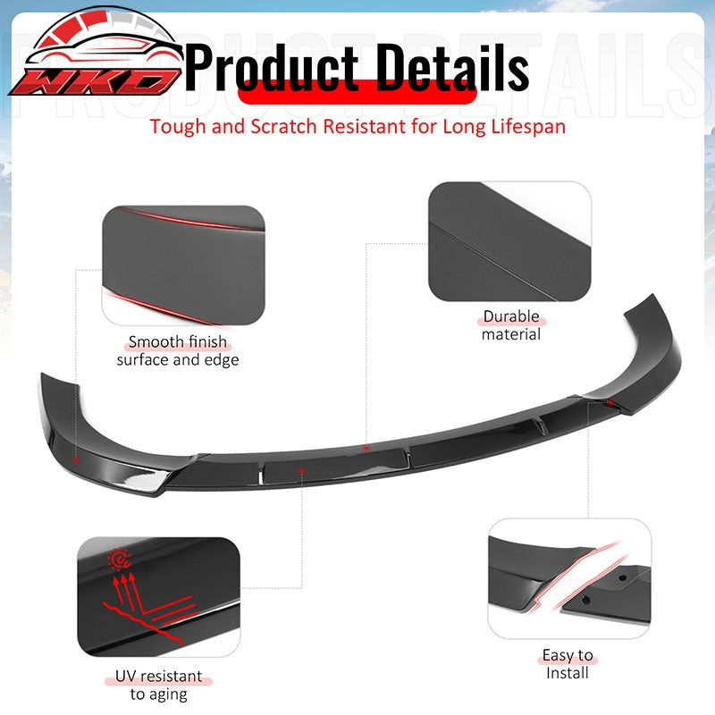 Fits 17-21 Grand Cherokee SRT IKON PP Front Bumper Lip Chin Spoiler Gloss Black