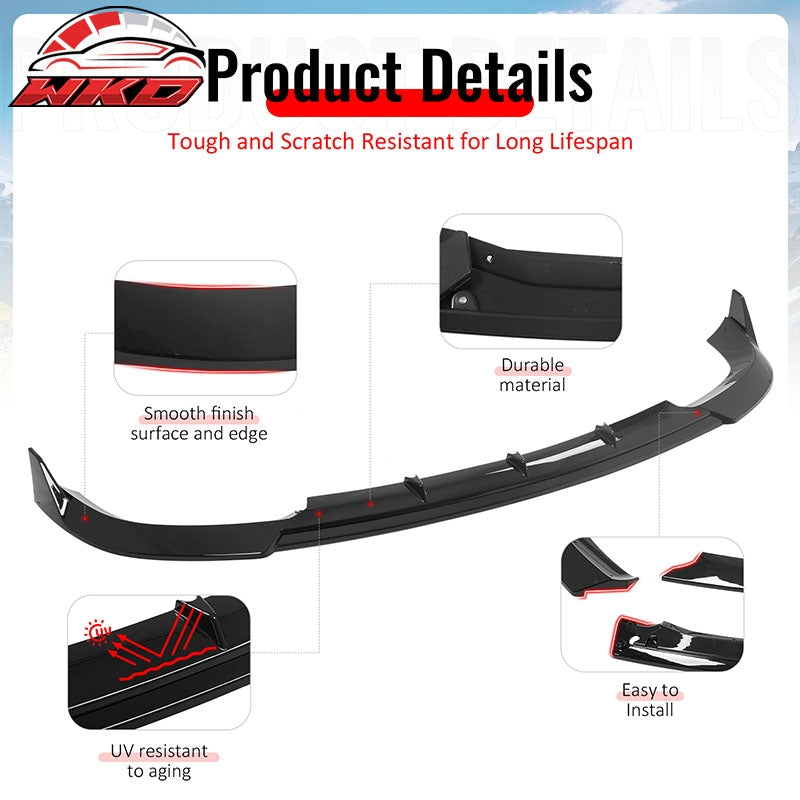 Fits 17-21 Grand Cherokee SRT IKON V3 Front Bumper Lip Chin Spoiler Gloss Black