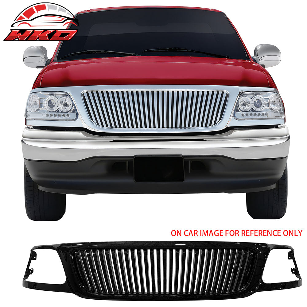 Fits 99-03 Ford F-150 Vertical Style Black ABS Front Insert Upper Mesh Grille