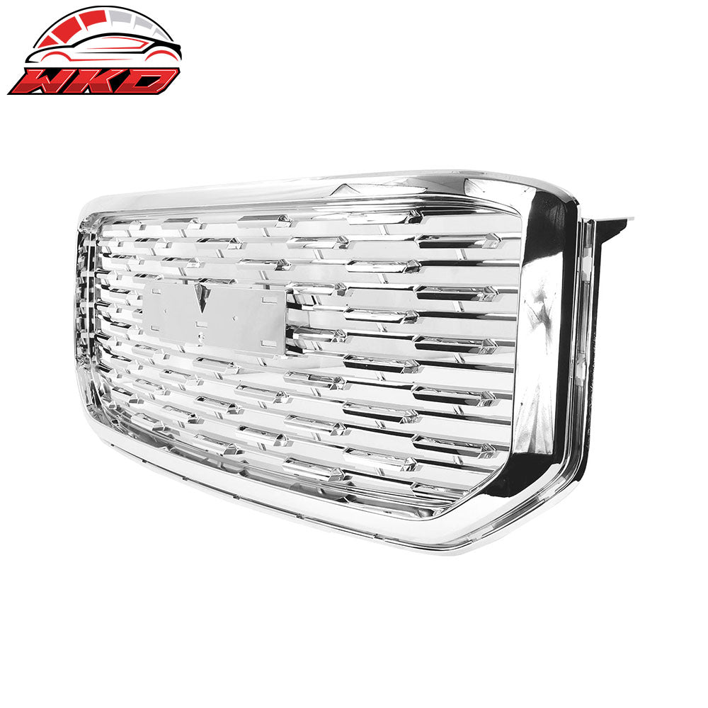 Fits 15-20 GMC Yukon Denali Style Front Bumper Upper Mesh Grille Chrome ABS