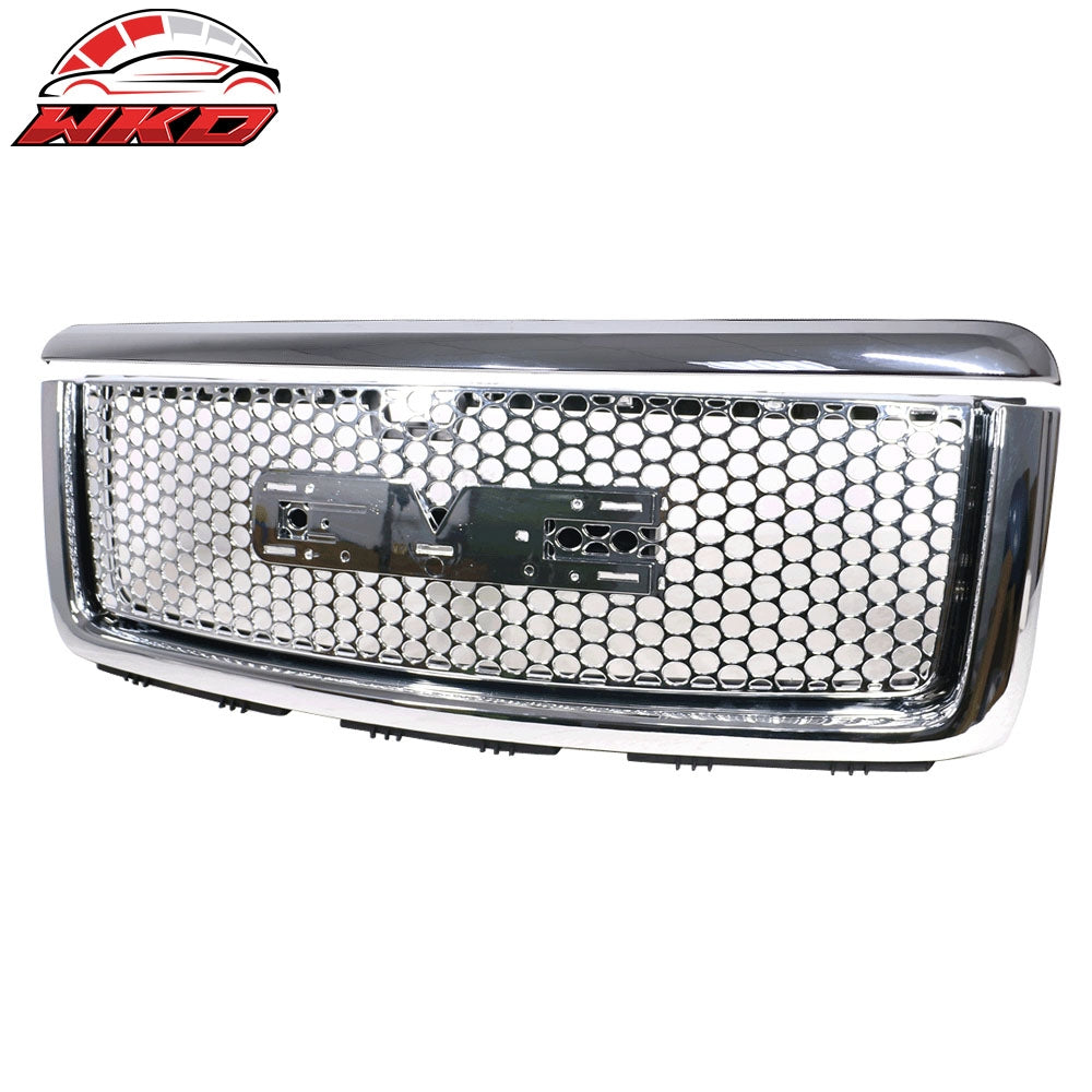 Fits 07-13 GMC Sierra 1500 Front Upper Bumper Hood Grille Grill + Molding ABS