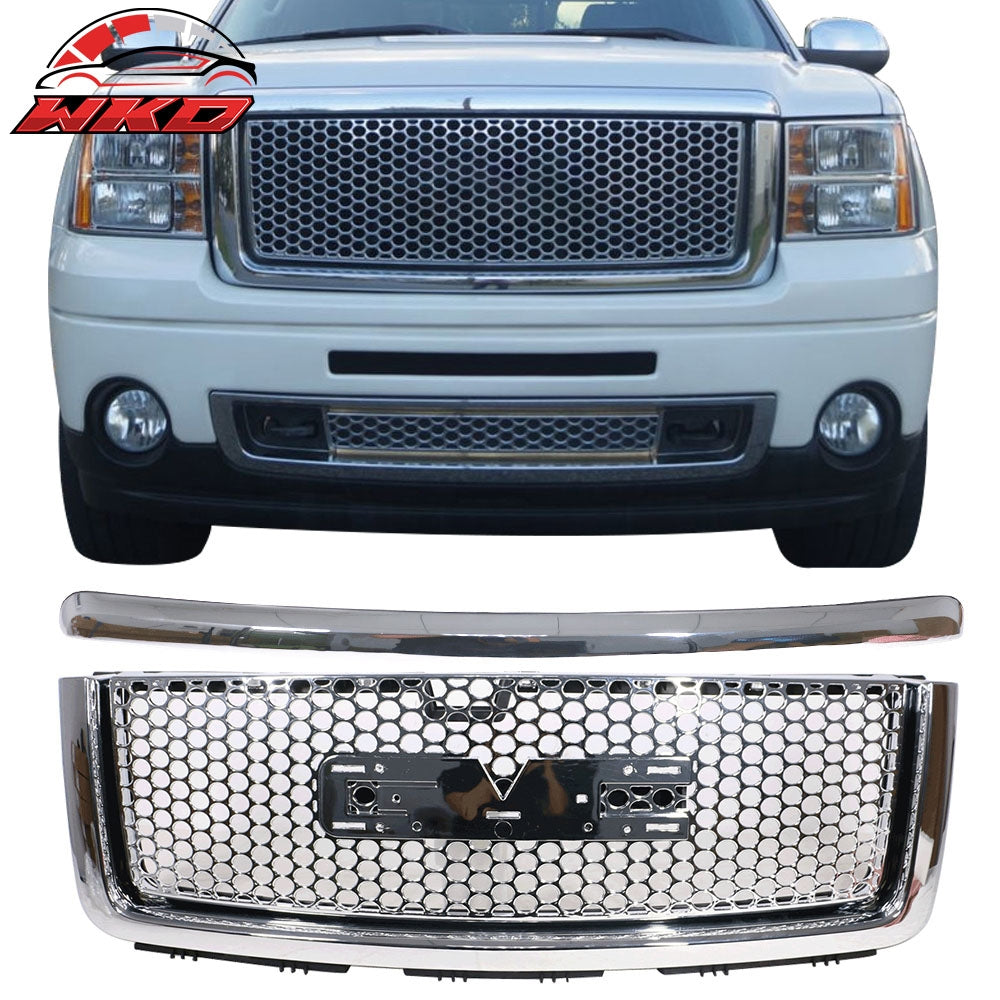 Fits 07-13 GMC Sierra 1500 Front Upper Bumper Hood Grille Grill + Molding ABS