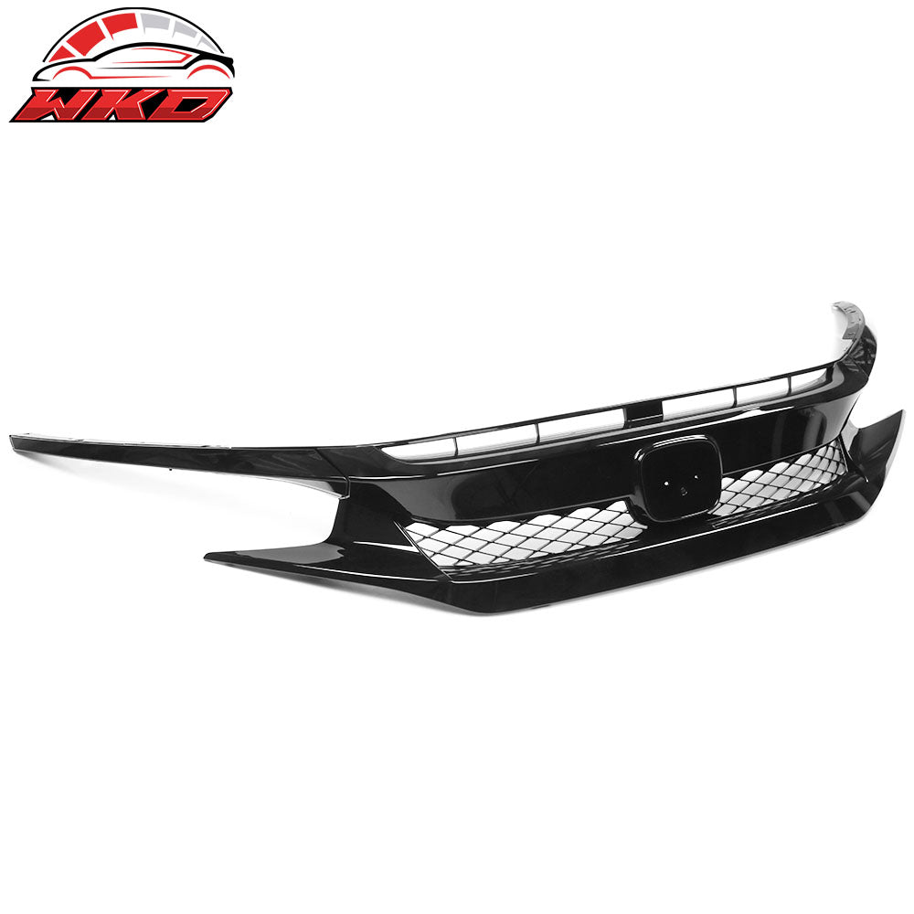 Fits 19-21 Honda Civic T-R Style Gloss Black Front Grille W/ 2PC Eyebrows