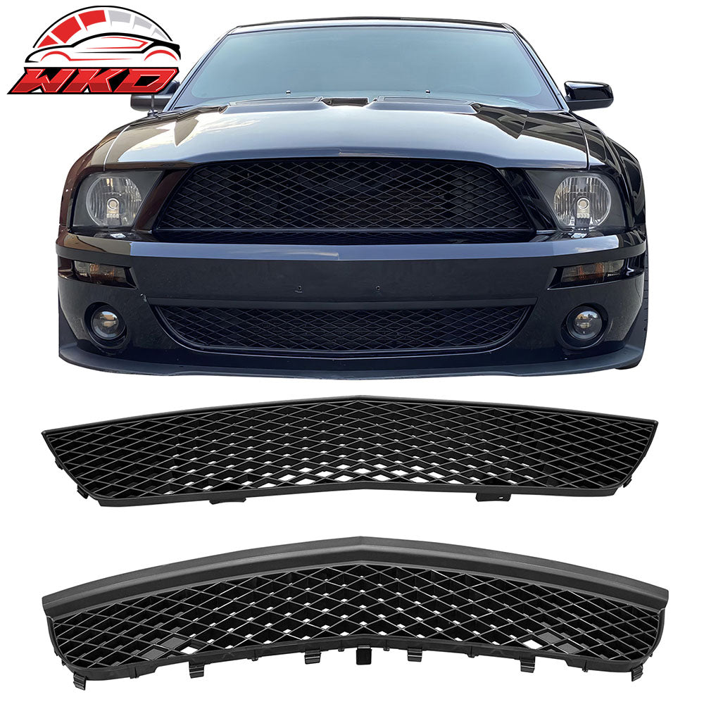 For 07-09 Mustang Shelby GT500 OE Style Front Bumper Upper Lower Mesh Grille ABS