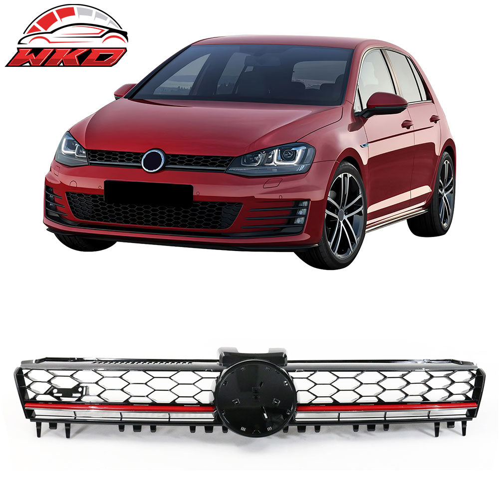 Fits 15-17 VW Golf GTI MK7 Mesh Black Red Trim Front Grille Logo Badge Base