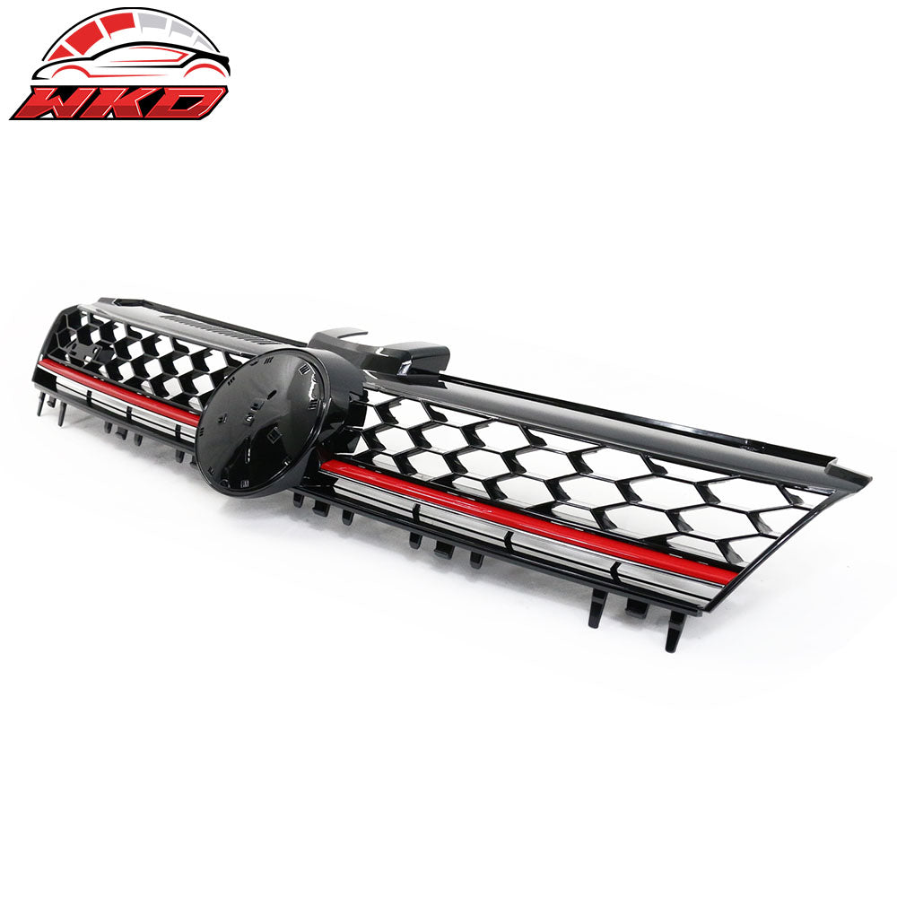 Fits 15-17 VW Golf GTI MK7 Mesh Black Red Trim Front Grille Logo Badge Base