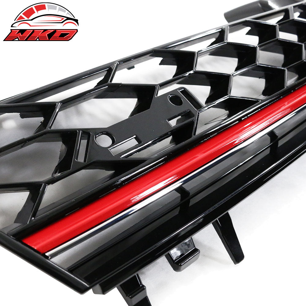 Fits 15-17 VW Golf GTI MK7 Mesh Black Red Trim Front Grille Logo Badge Base