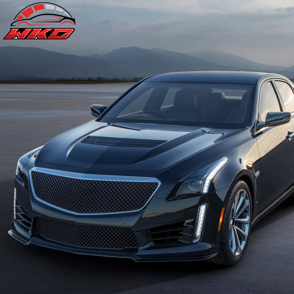 Fits 14-19 Cadillac CTS 4Dr B Style Chrome Front Bumper Hood Grille Grill - ABS