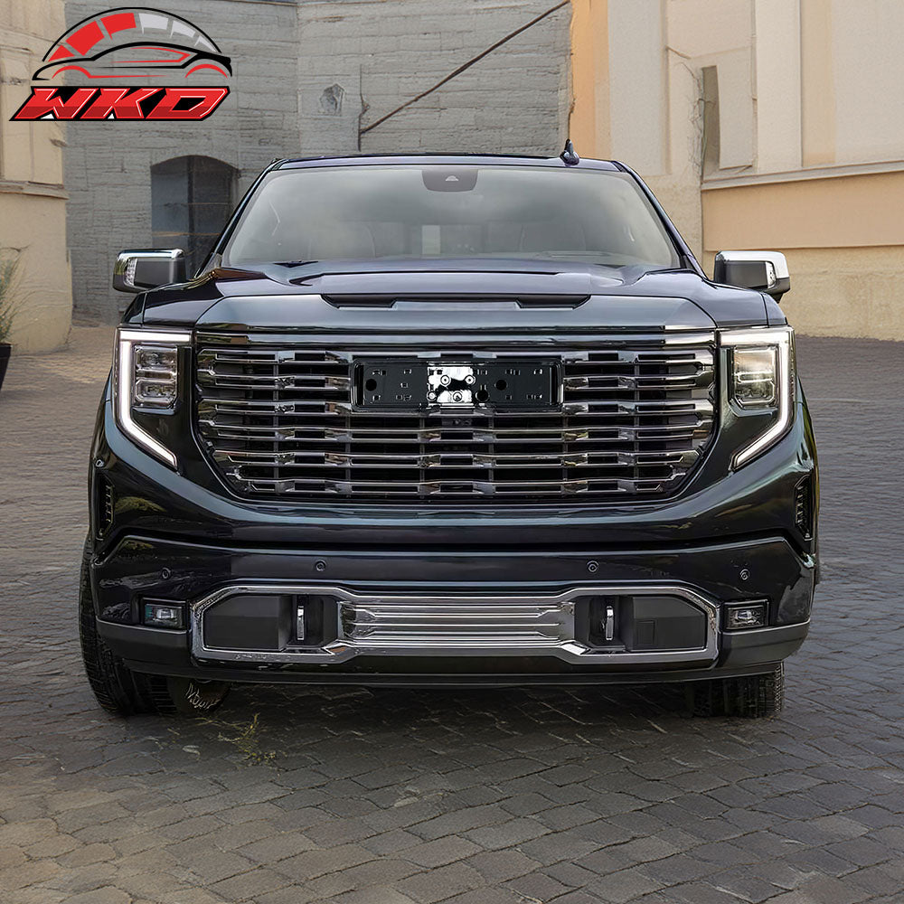 Fits 22-24 GMC Sierra 1500 Denali Style Front Upper Hood Grille Gloss Black