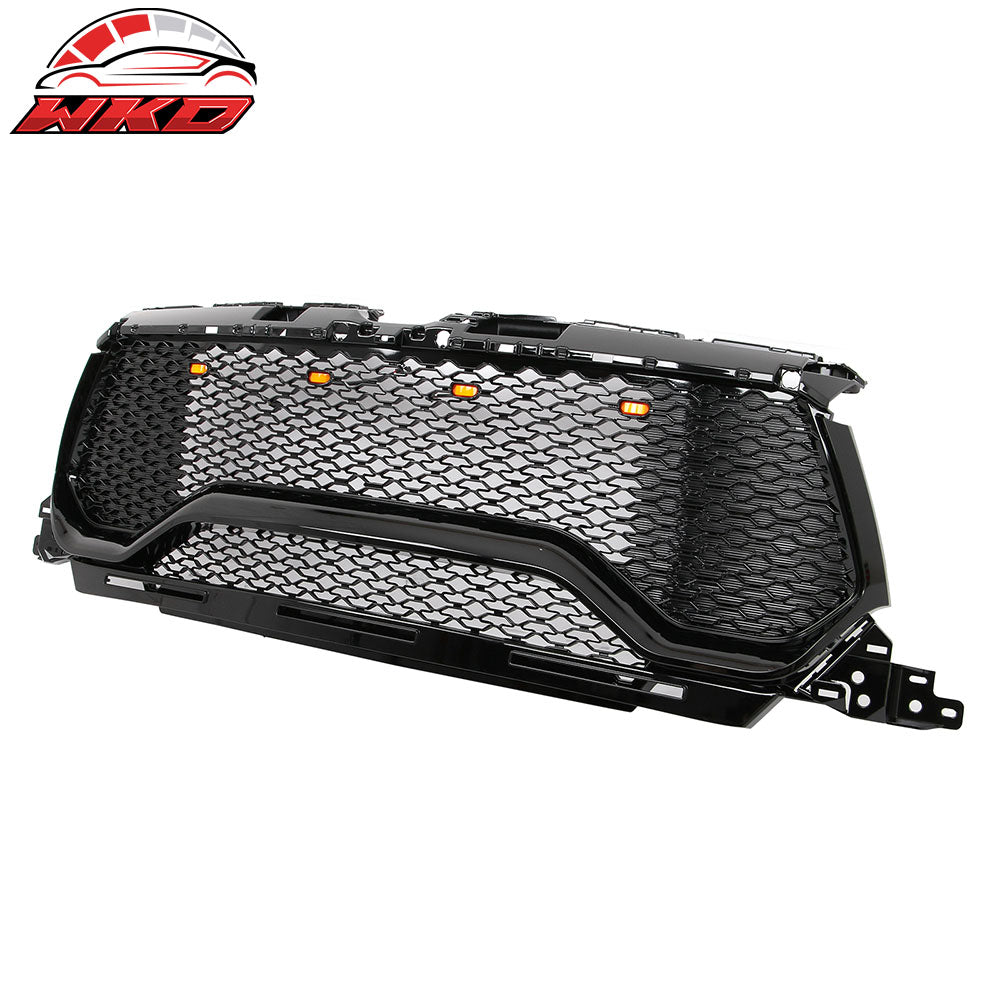Fits 19-24 Ram 1500 Bighorn Rebel HFE Laramie TRX Style Front Grille Gloss Black