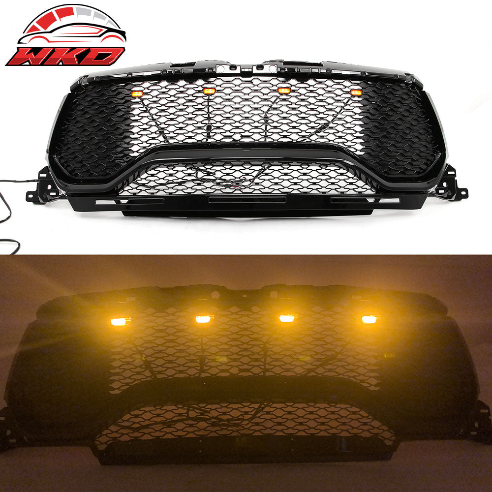 Fits 19-24 Ram 1500 Bighorn Rebel HFE Laramie TRX Style Front Grille Gloss Black