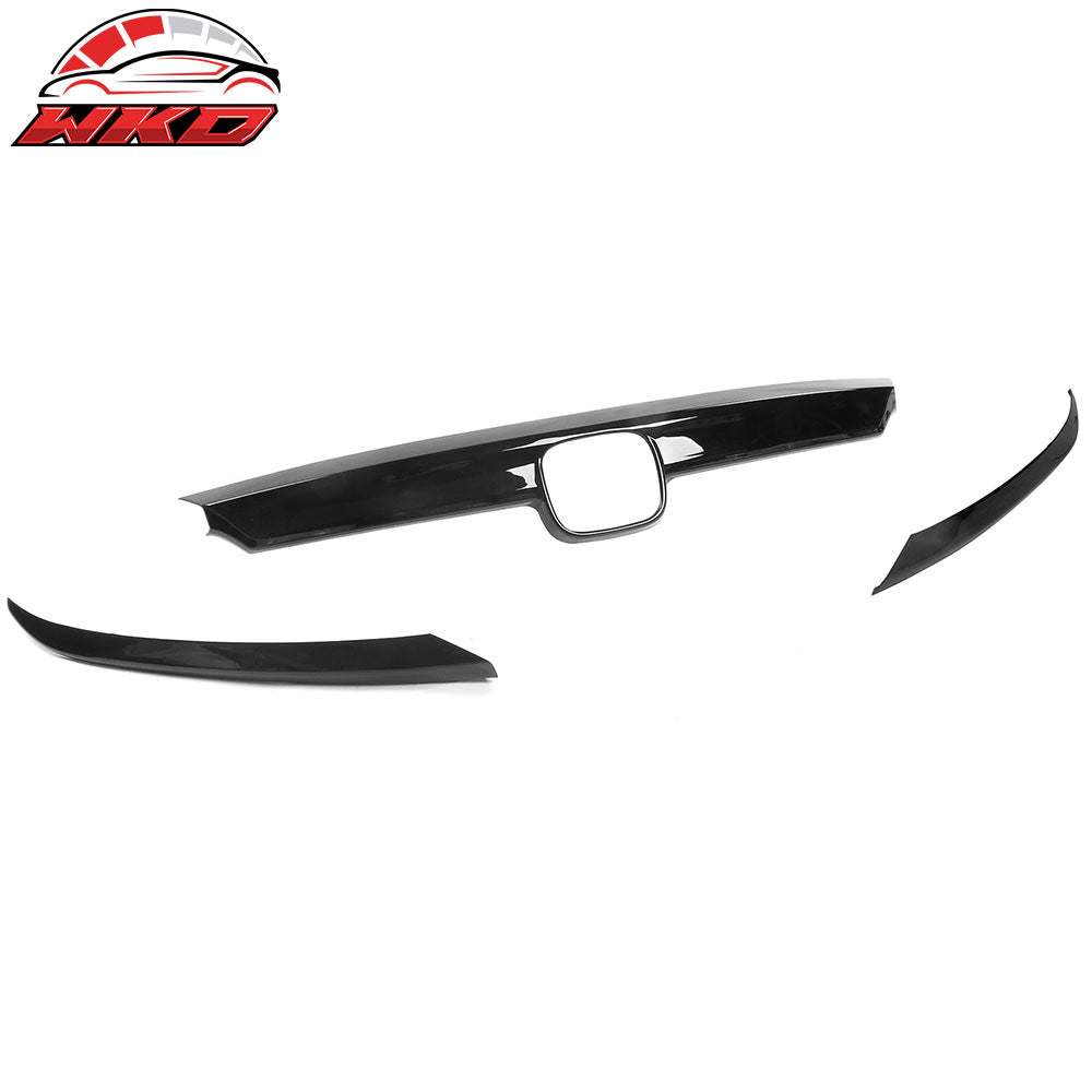 Fits 21-22 Honda Accord OE Style Front Hood Bonnet Grille Trim Gloss Black 3PCS