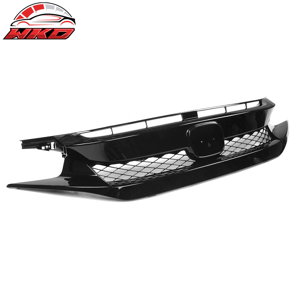 Fits 19-21 Honda Civic TR Style Front Bumper Hood Mesh Grille ABS Gloss Black