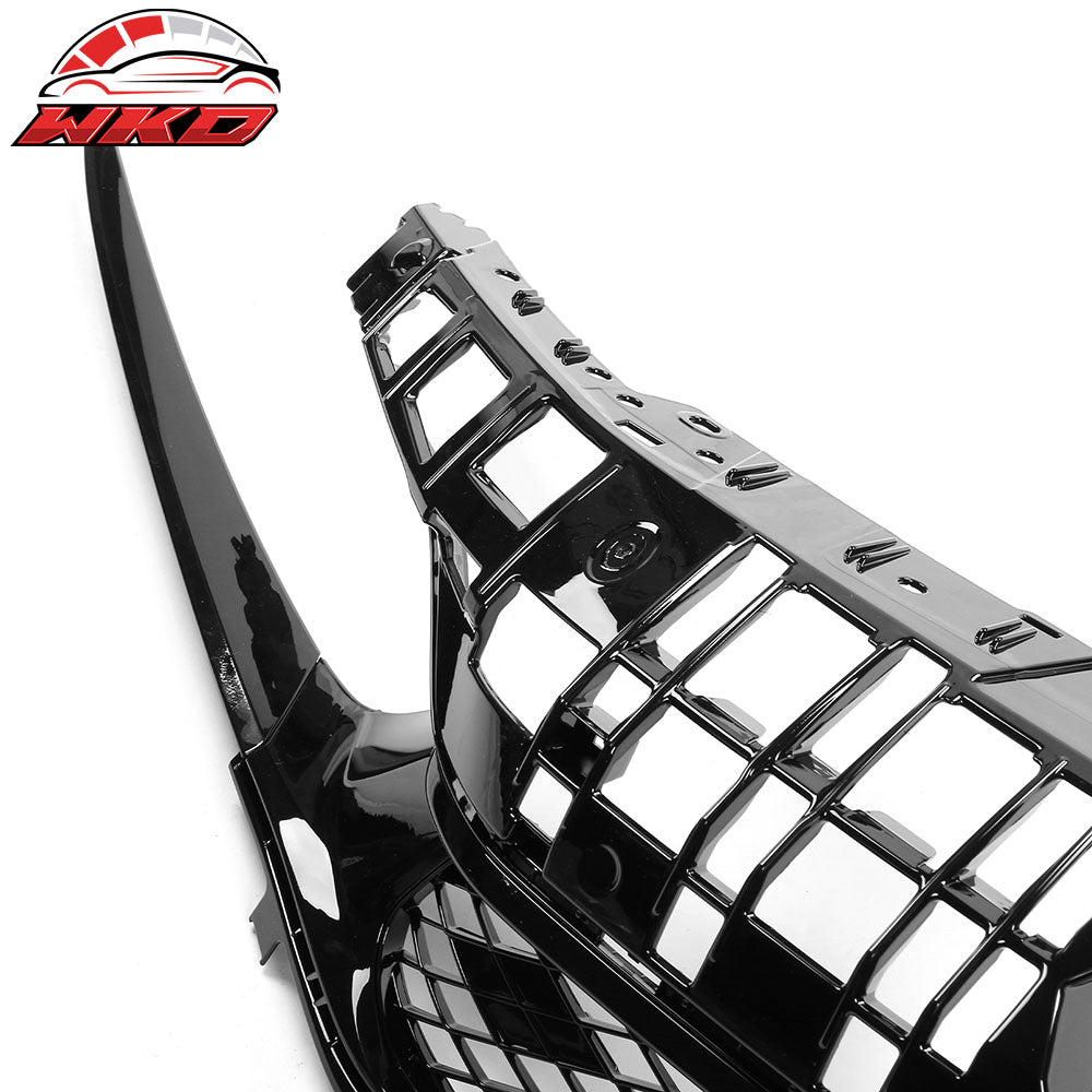 Fits 22-24 Honda Civic Base Sedan Rock Style Front Upper Grille Gloss Black ABS