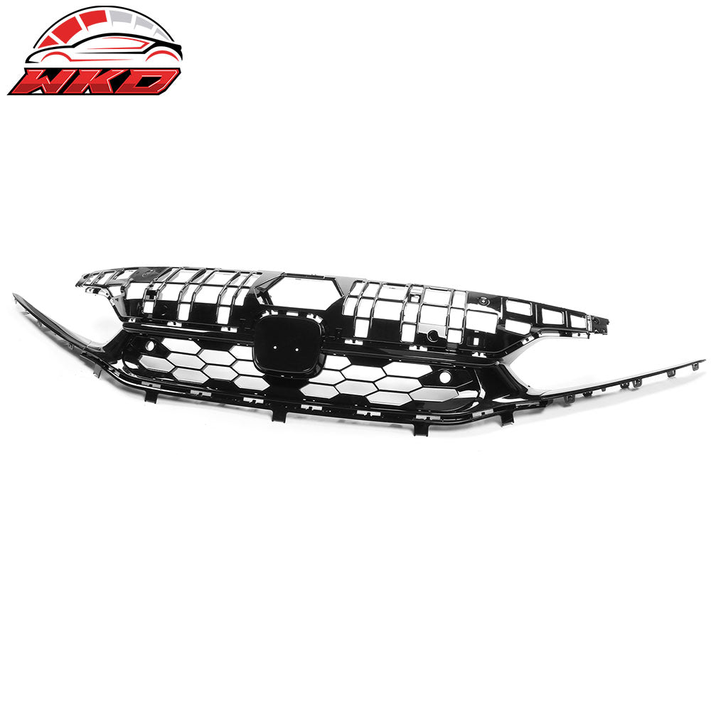 Fits 22-24 Honda Civic Sedan Gloss Black Si Style Upper Mesh Grille Grill ABS