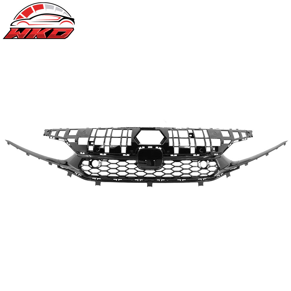 Fits 22-24 Honda Civic Sedan Gloss Black Type R Style Honeycomb Front Grille ABS