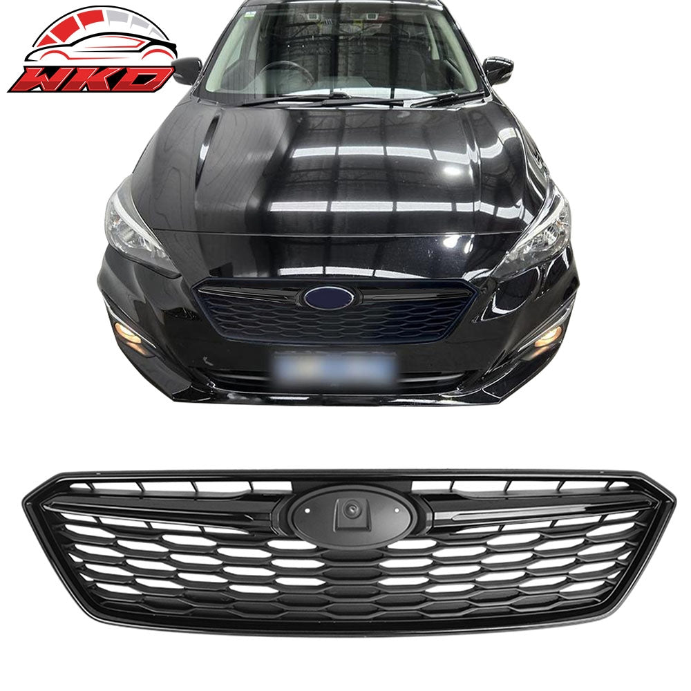 Fits 17-19 Subaru Impreza OE Style Front Bumper Upper Grille ABS Gloss Black