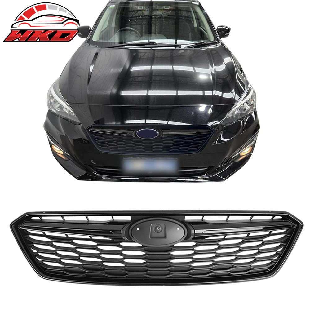 Fits 17-19 Subaru Impreza OE Style Front Bumper Upper Grille ABS Gloss Black