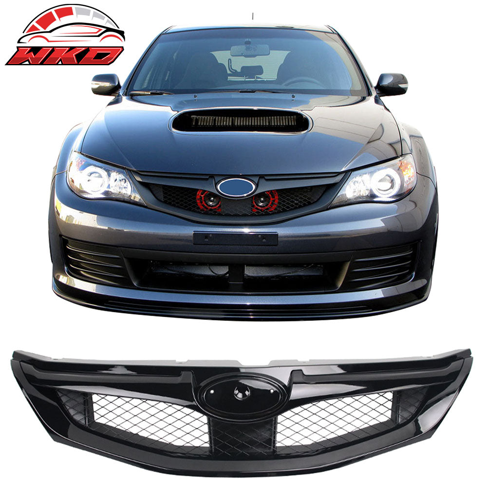 Fits 08-10 Subaru Impreza WRX Hatchback OE Style Front Bumper Grille Gloss Black
