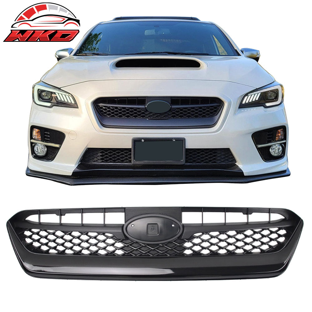 Fits 15-17 Subaru WRX STI 4DR OE Style Front Bumper Upper Grille Gloss Black ABS