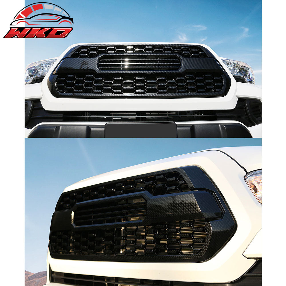 Fits 16-23 Toyota Tacoma Front Hood Bumper Grille Mesh Insert Carbon Print