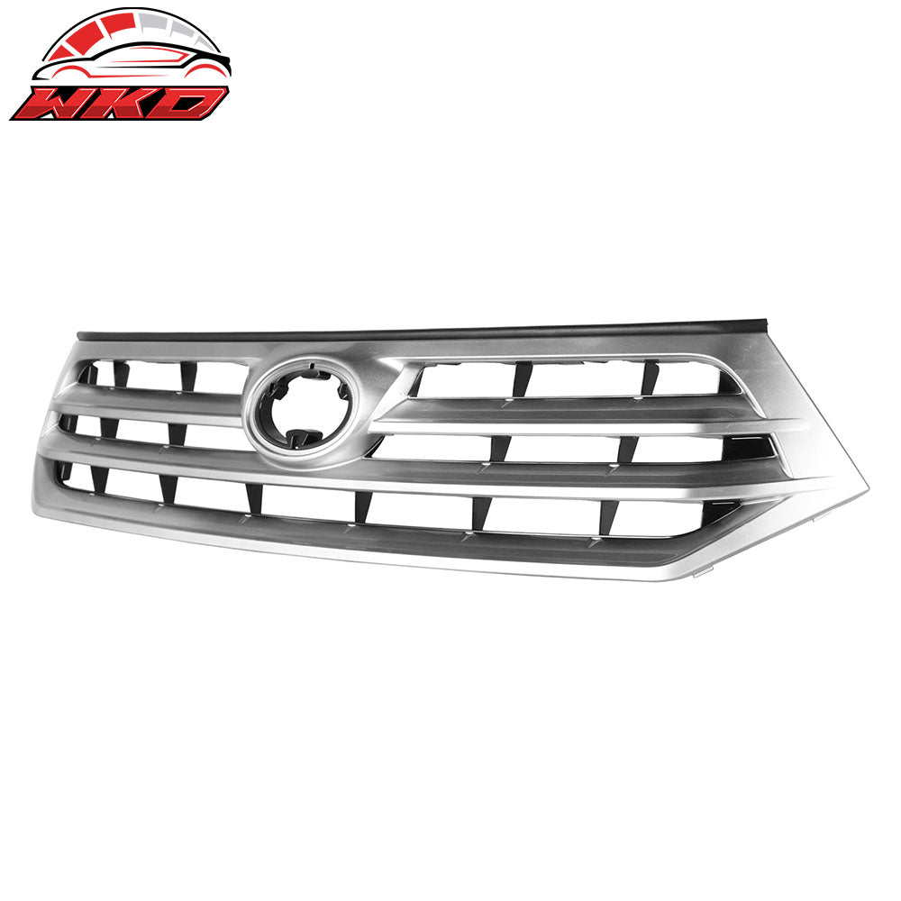 Fits 11-13 Toyota Highlander OE Style Front Bumper Upper Grille Cover Silver ABS