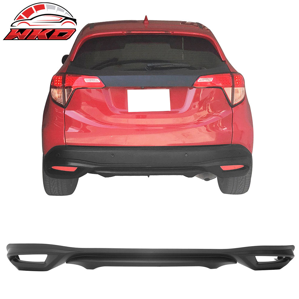 Fits 16-18 Honda HRV Mug Style Unpainted Black Rear Bumper Diffuser Lip - PU