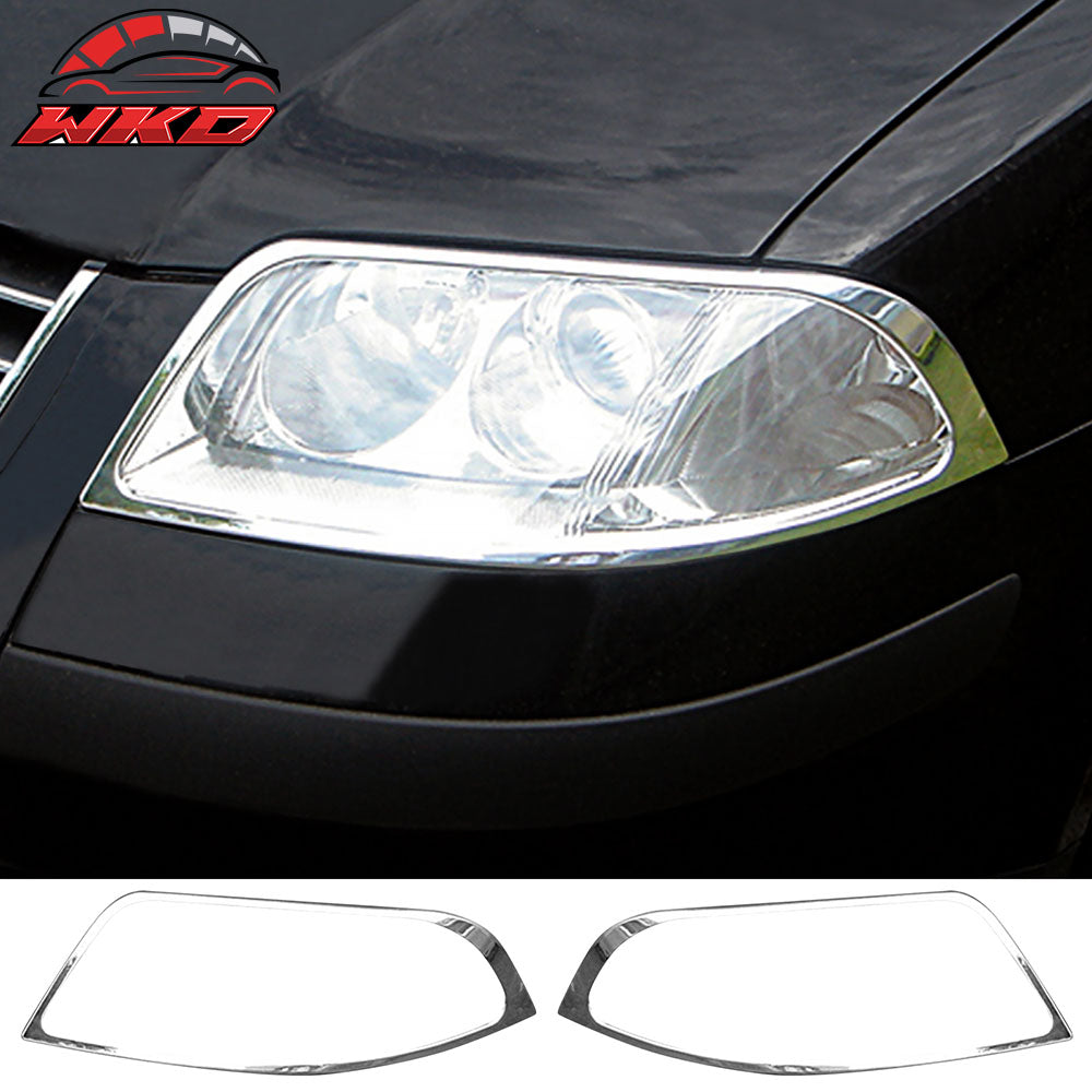 Fits 01-05 Volkswagen Passat Chrome Front Head Light Bezel Covers Trim Pair ABS