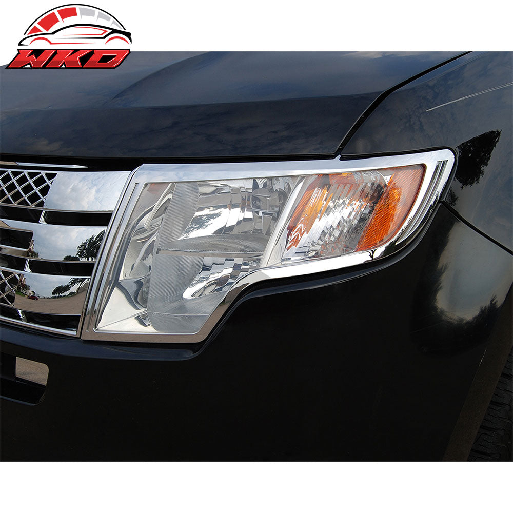 07-10 Ford Edge 2PCS Head Lights Lamp Cover Bezels Frame Trim Chrome ABS | Wholesale