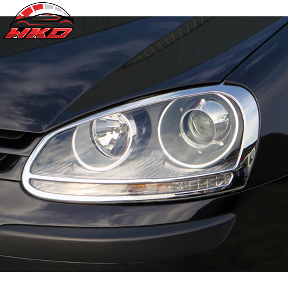 For 06-09 Volkswagen Golf 5& Rabbit Chrome Front Headlight Bezel Covers Pair ABS | Wholesale