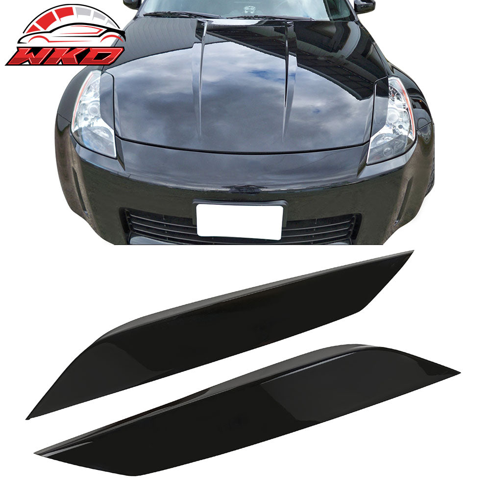 Fits 03-09 Nissan 350Z Headlight Eyelids Eyebrow ABS Painted #KH3 Black Obsidian