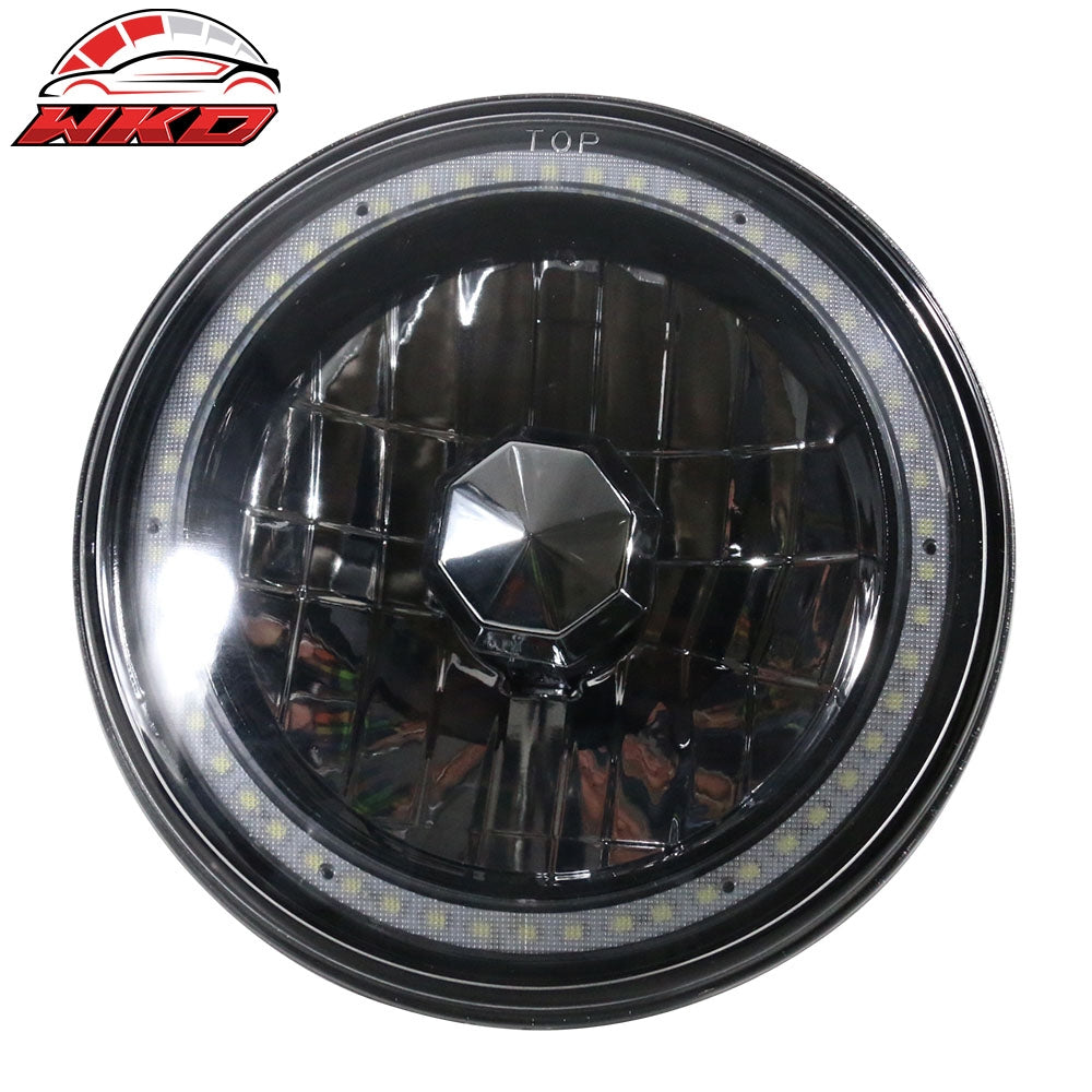 7" H6024 6014 Halogen White LED Halo Ring H4 Light Bulb Angel Eye Headlight Lamp