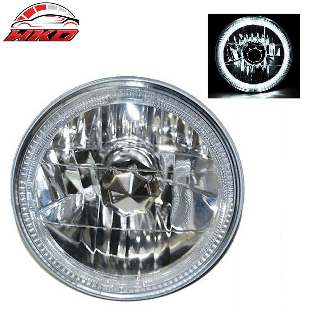 Fits 97-18 Jeep Wrangler TJ JK 7 Inch Round W/ White SMD Halo Chrome Headlights