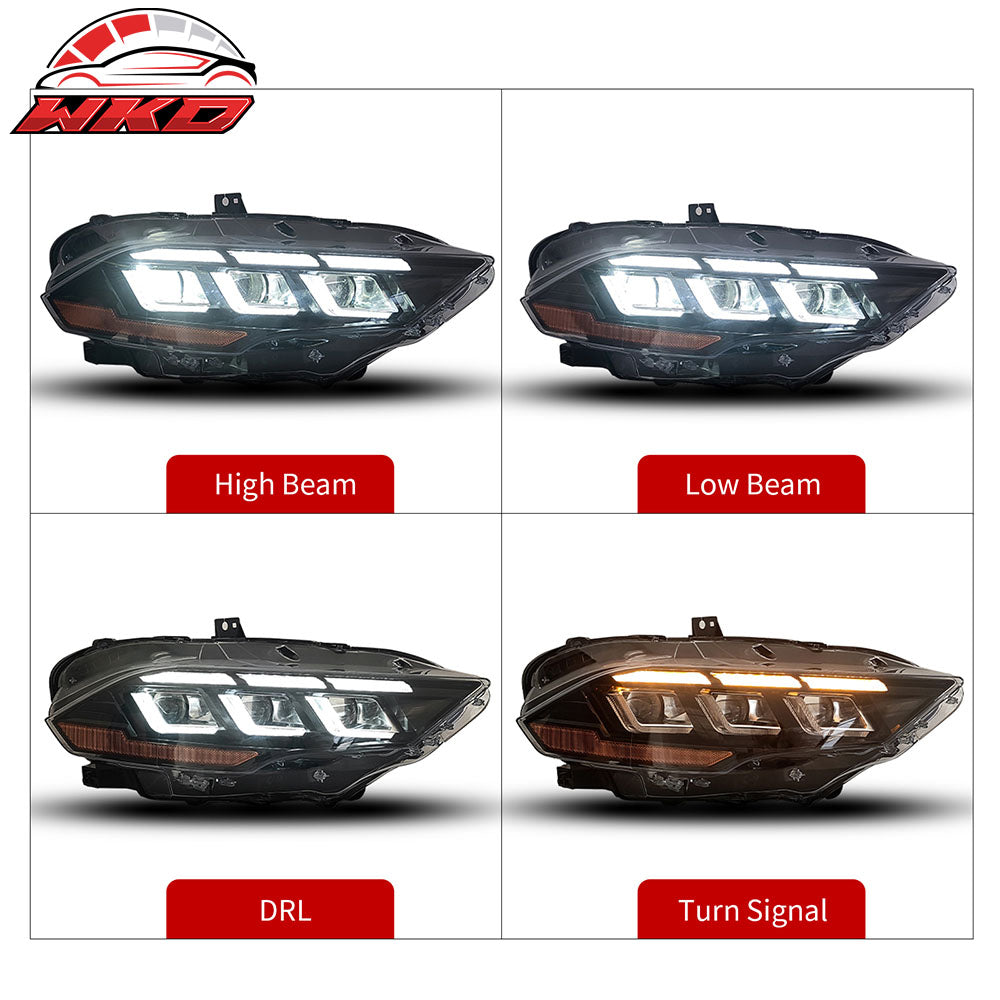 Fits 18-23 Ford Mustang EcoBoost V6 GT 2024 Style Switchback Headlight Lamp Pair