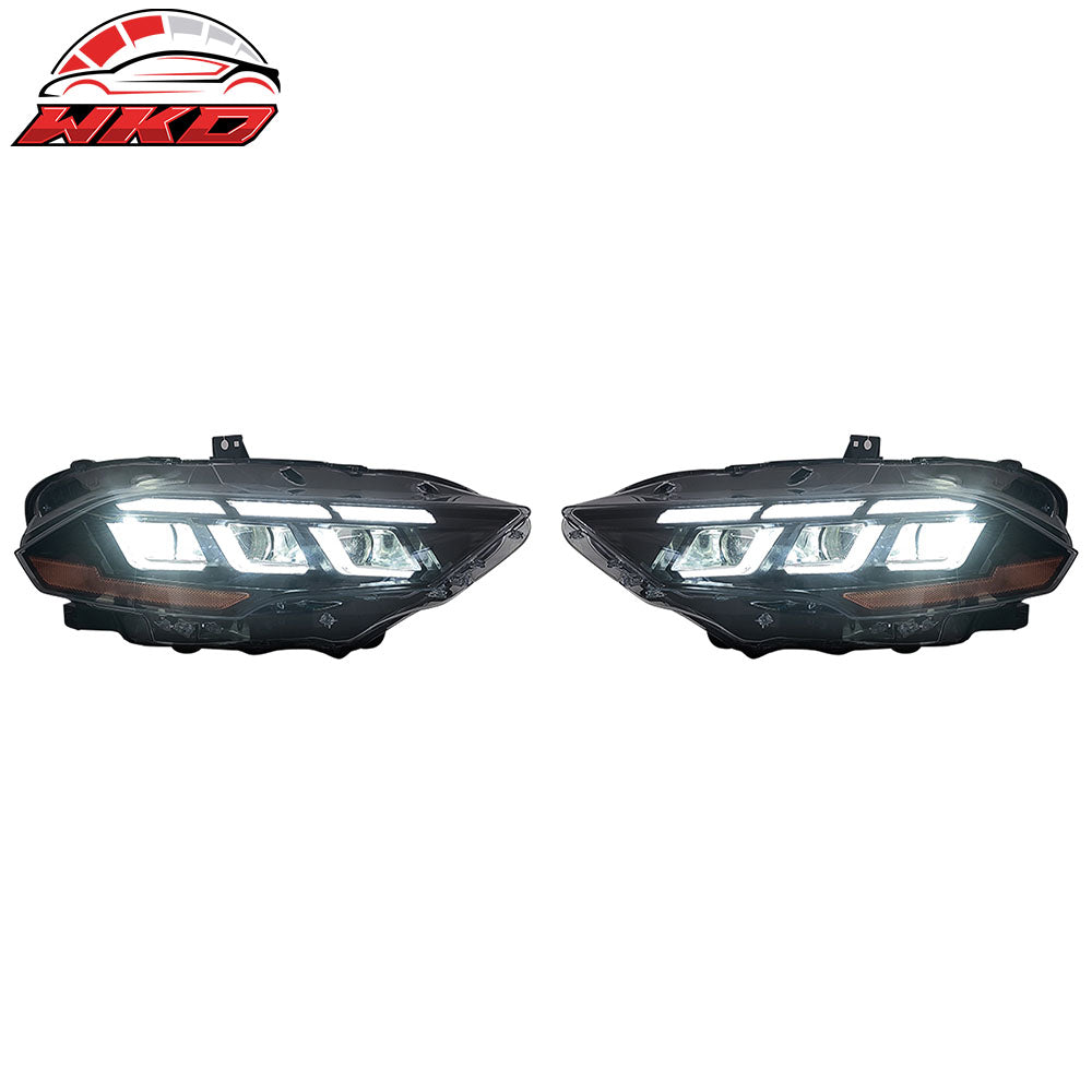 Fits 18-23 Ford Mustang EcoBoost V6 GT 2024 Style Switchback Headlight Lamp Pair