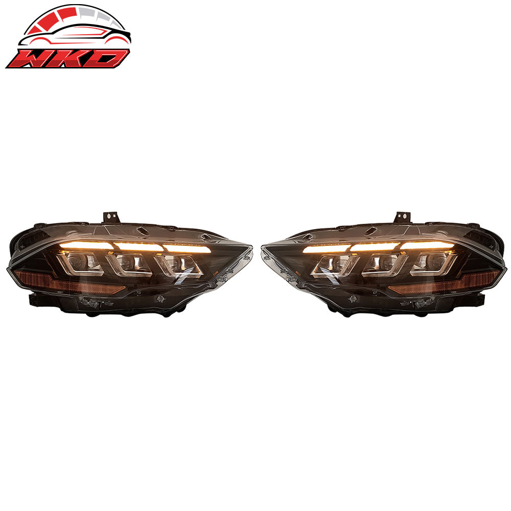 Fits 18-23 Ford Mustang EcoBoost V6 GT 2024 Style Switchback Headlight Lamp Pair