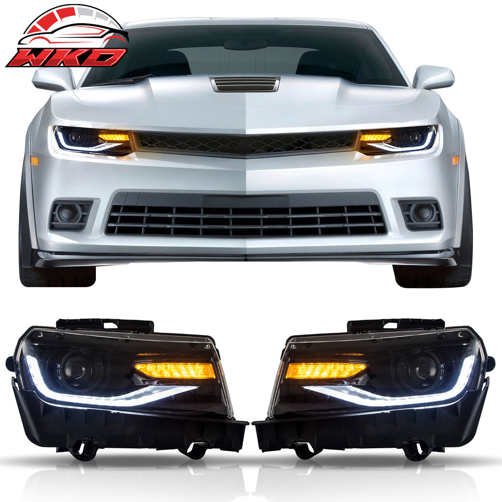 Fits 14-15 Chevrolet Camaro 6th Gen Style Projector Head Lamp DRL LED Headlights