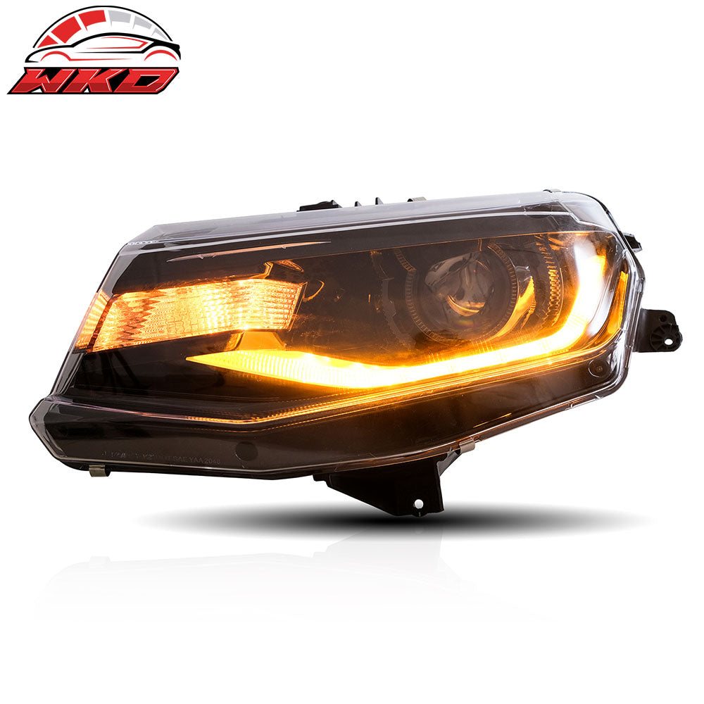 Fits 16-18 Chevy Camaro Projector LED Headlights Front Lights Clear Lens Pair