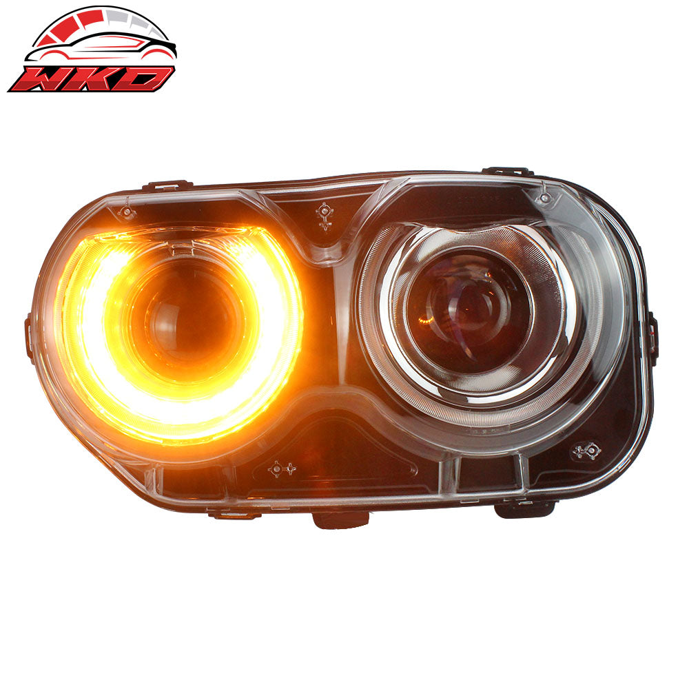 Fits 15-23 Dodge Challenger Sequential LED Halo DRL Projector Headlights Pair