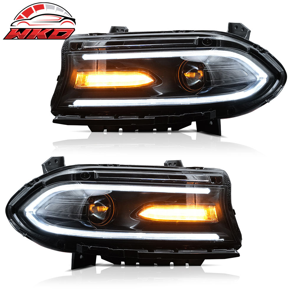 Fits 15-23 Dodge Charger Projector DRL LED Headlights Lamps Pair w/ 7 Colors
