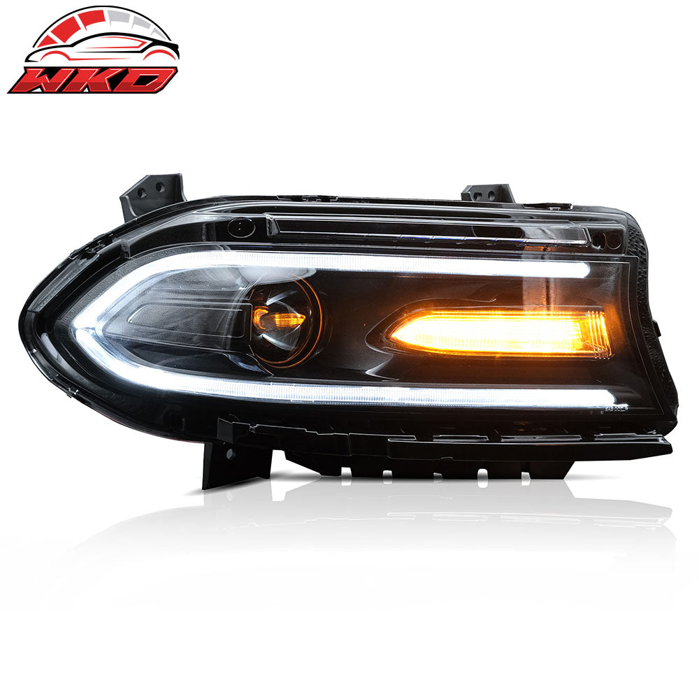Fits 15-23 Dodge Charger Projector DRL LED Headlights Lamps Pair w/ 7 Colors