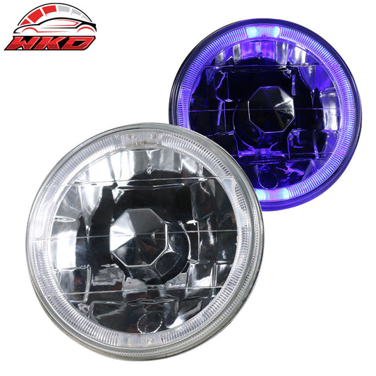 Wholesale Universal 2PCS 5" Round Headlights Conversion Semi Sealed White LED Blue Halo