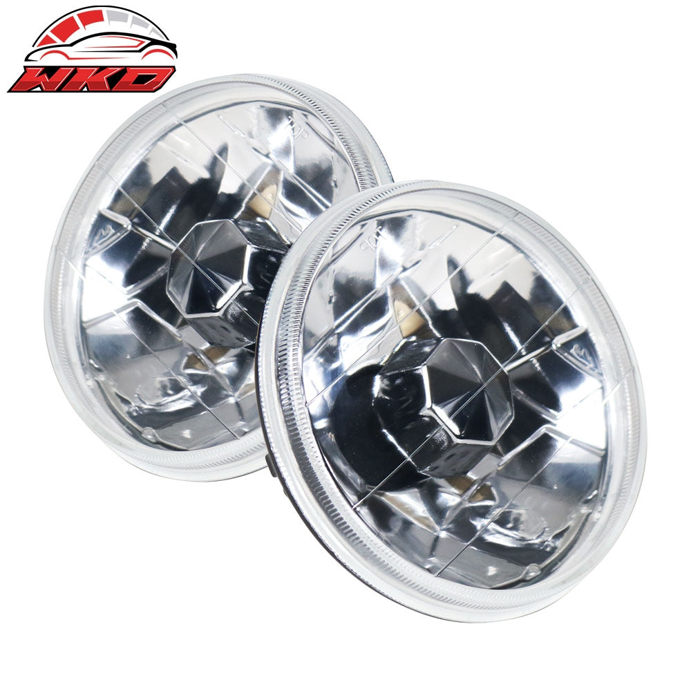 Universal 2PCS 5 Inch Round Headlights Conversion Head Lamps W/Clear Lens