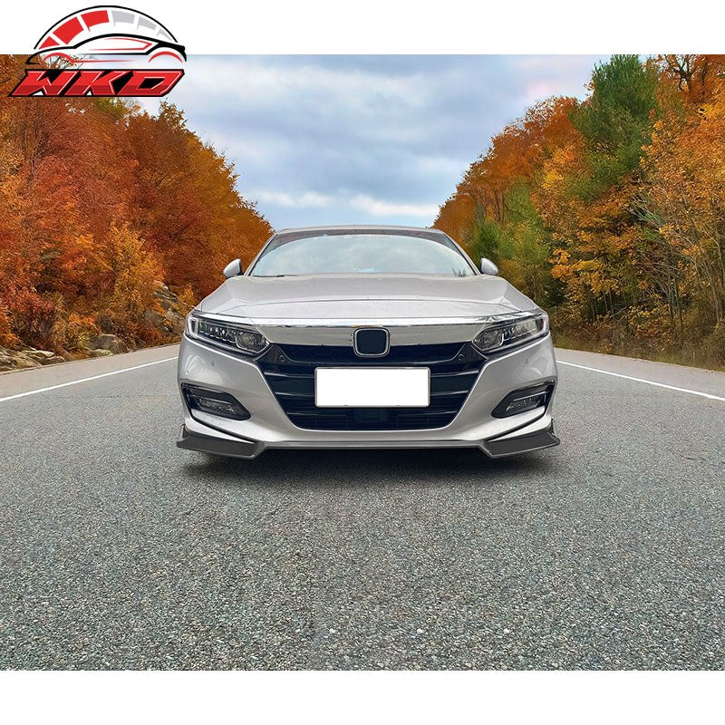 Fits 18-20 Honda Accord 10th IKON V3 Style Matte Black Front Bumper Lip PP 3PC