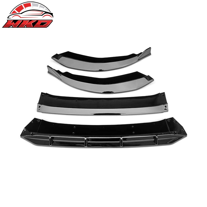 Fits 23-26 Honda Accord 11th Front Bumper Lip V1 4PC Chin Spoiler Gloss Black PP