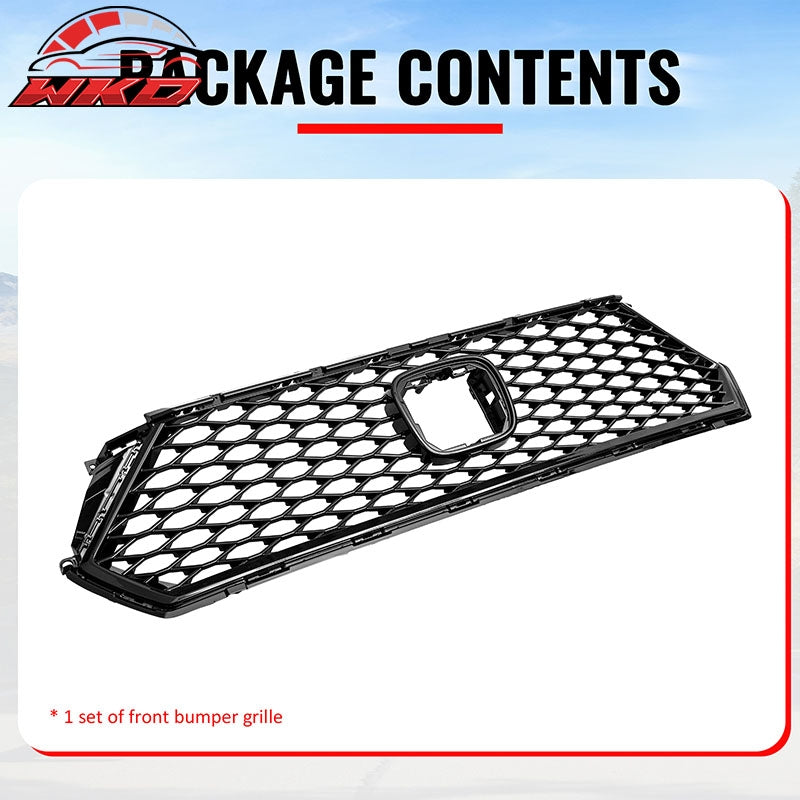 Fits 23-26 Honda Accord 11th TR Style Front Upper Honeycomb Grille Gloss Black