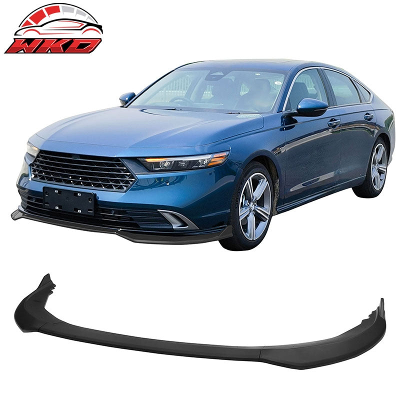 Fits 23-26 Honda Accord 11th V2 Style Front Bumper Lip Spoiler Matte Black 3PC