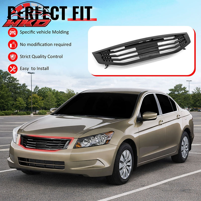 Fits 11-12 Honda Accord 4DR Front Bumper Hood Grille Mugen Style Upper Grill Kit